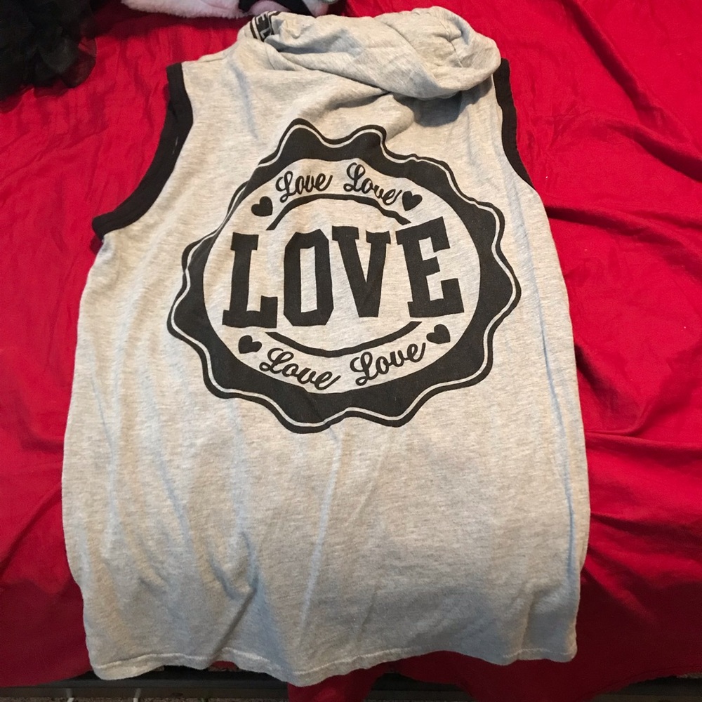 Gray love tank top with hoodie